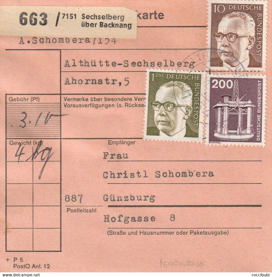 Paket Karte, Sechselberg über Backnang - Other & Unclassified