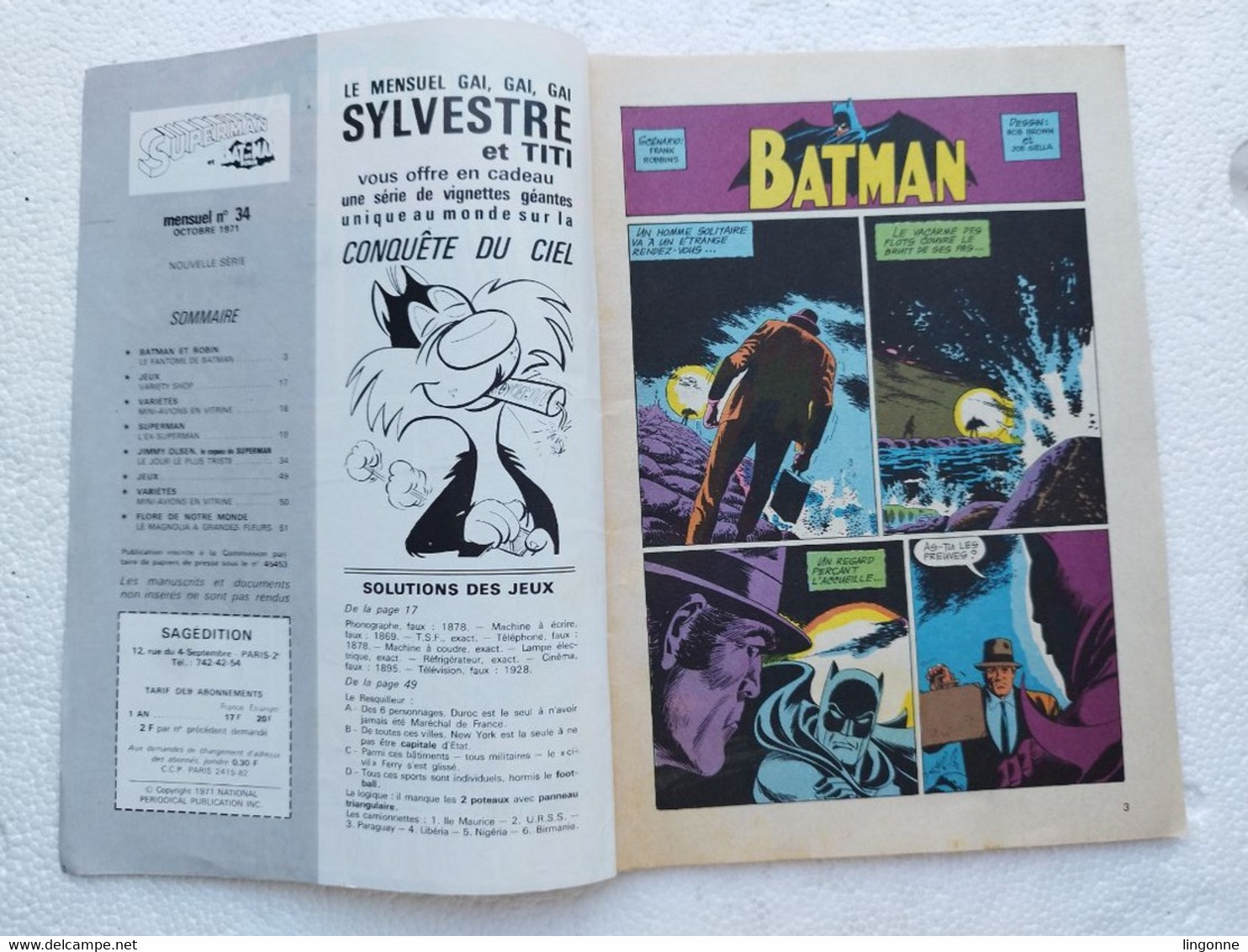 Superman Et Batman Et Robin Numéro 34 Le Fantôme De Batman Sagédition - 1971 - Superman