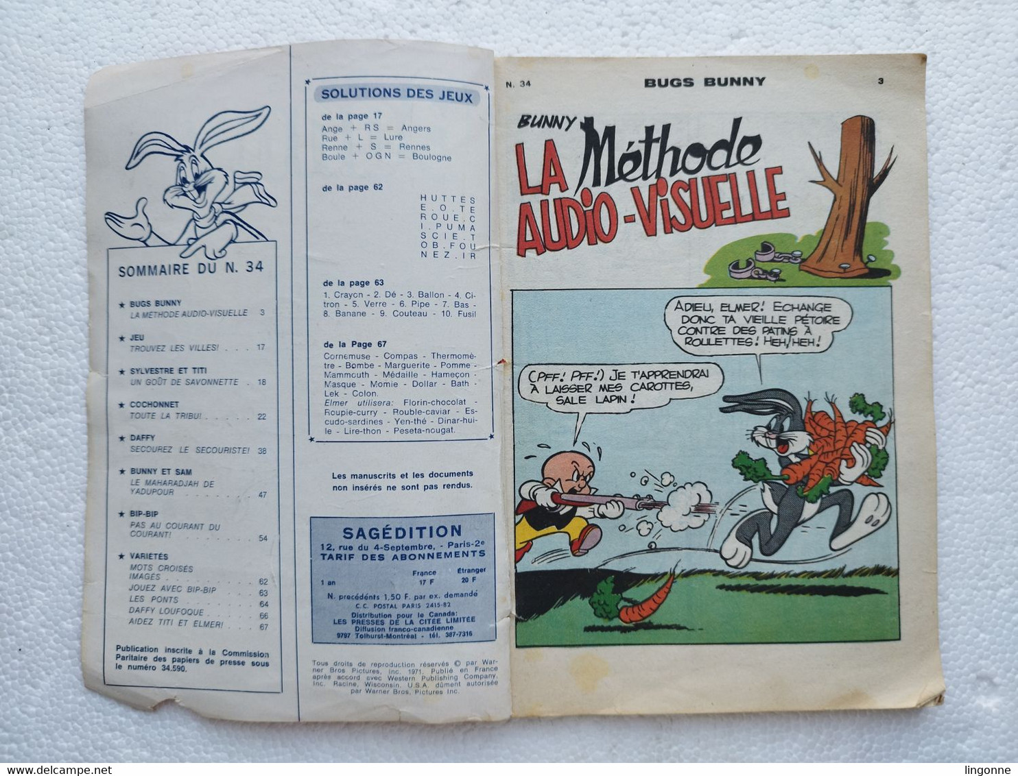 BUGS BUNNY N° 34 - S.A.G.E. 1971 - Sagédition