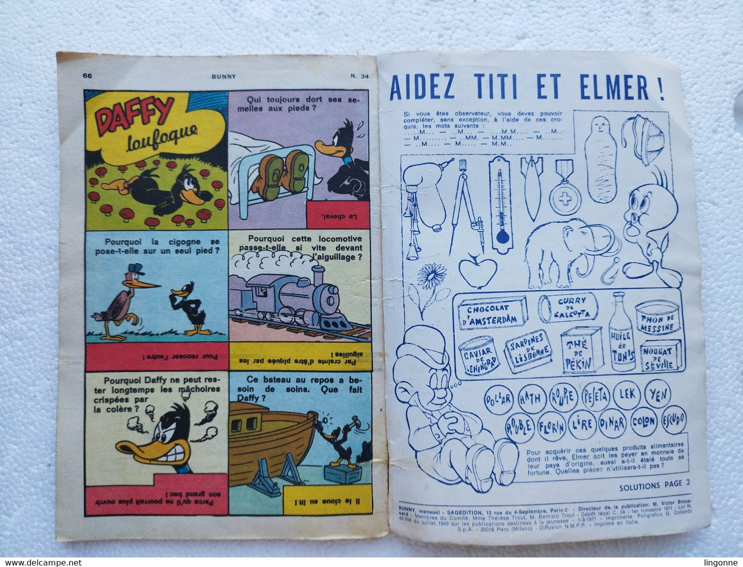 BUGS BUNNY N° 34 - S.A.G.E. 1971 - Sagédition