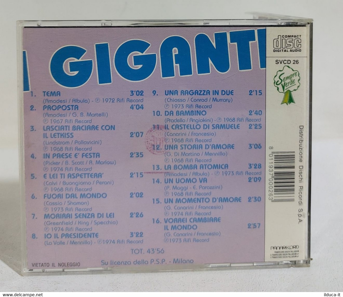 I107856 CD - I GIGANTI - I Più Grandi Successi - Panarecord - Autres - Musique Italienne