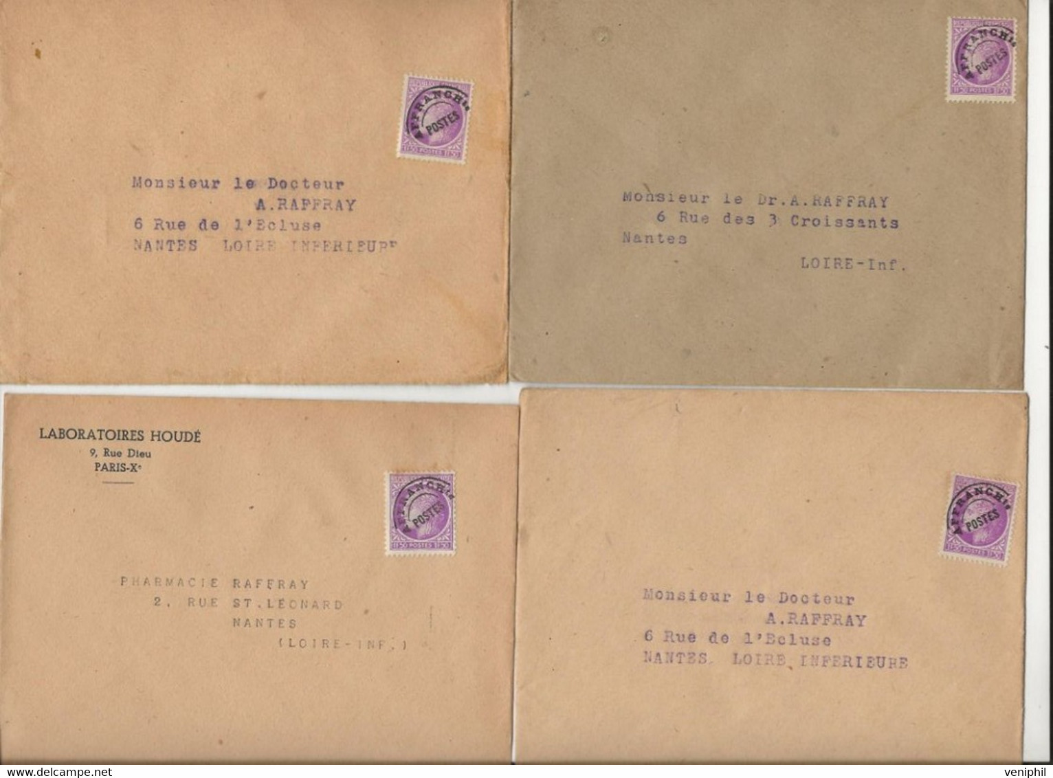 8 LETTRES AFFRANCHIES PREO N° 91 A - ANNEE 1945-47 TB - 1893-1947