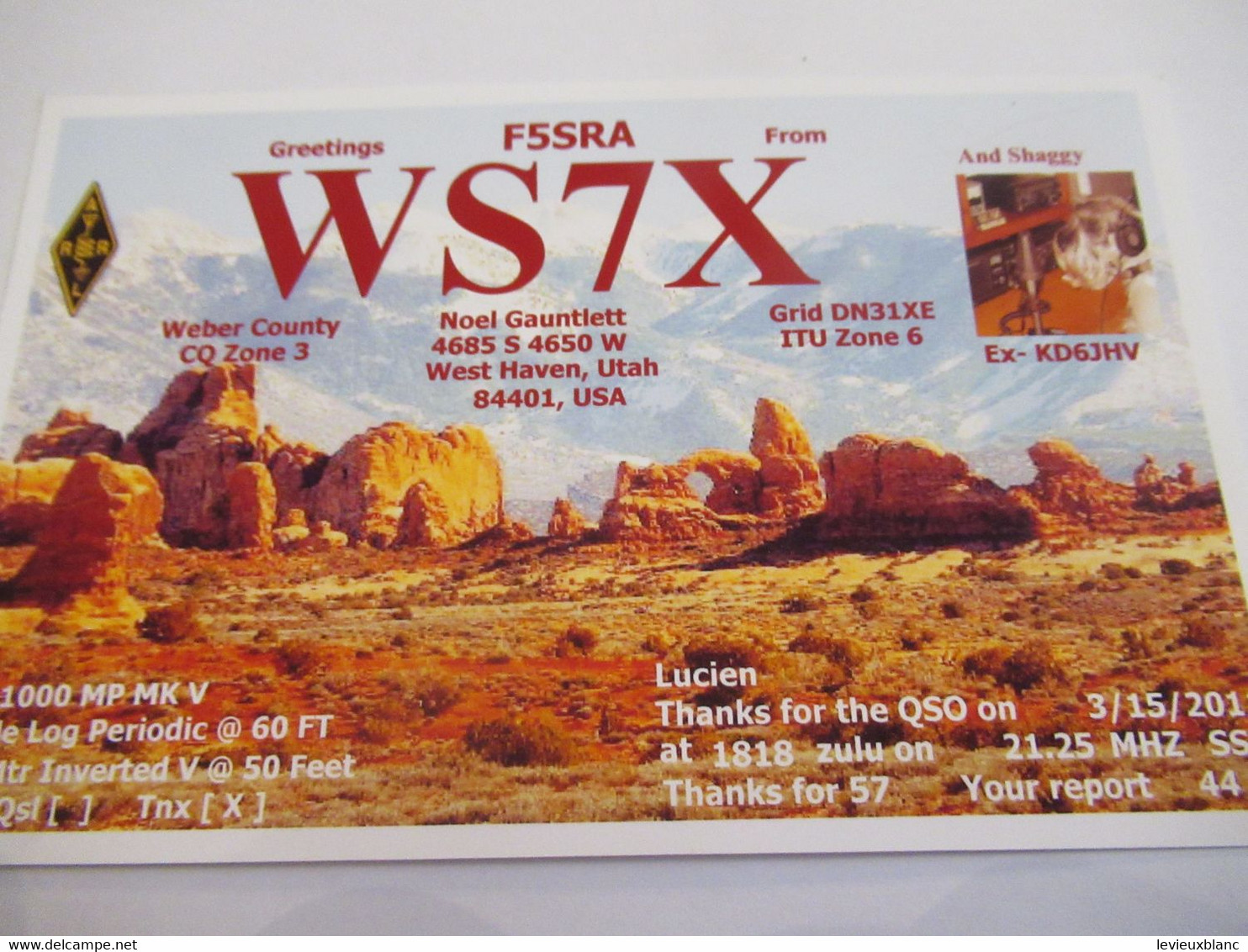 Carte  Radio Amateur Ancienne/ QSL/ USA/ Utah /2011      CRA31 - Other & Unclassified