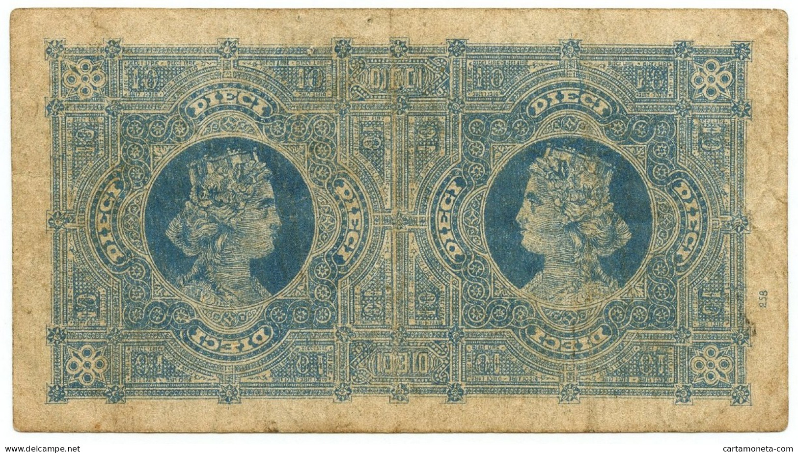 10 LIRE FALSO D'EPOCA BIGLIETTO CONSORZIALE REGNO D'ITALIA 30/04/1874 BB - [ 8] Fictifs & Specimens