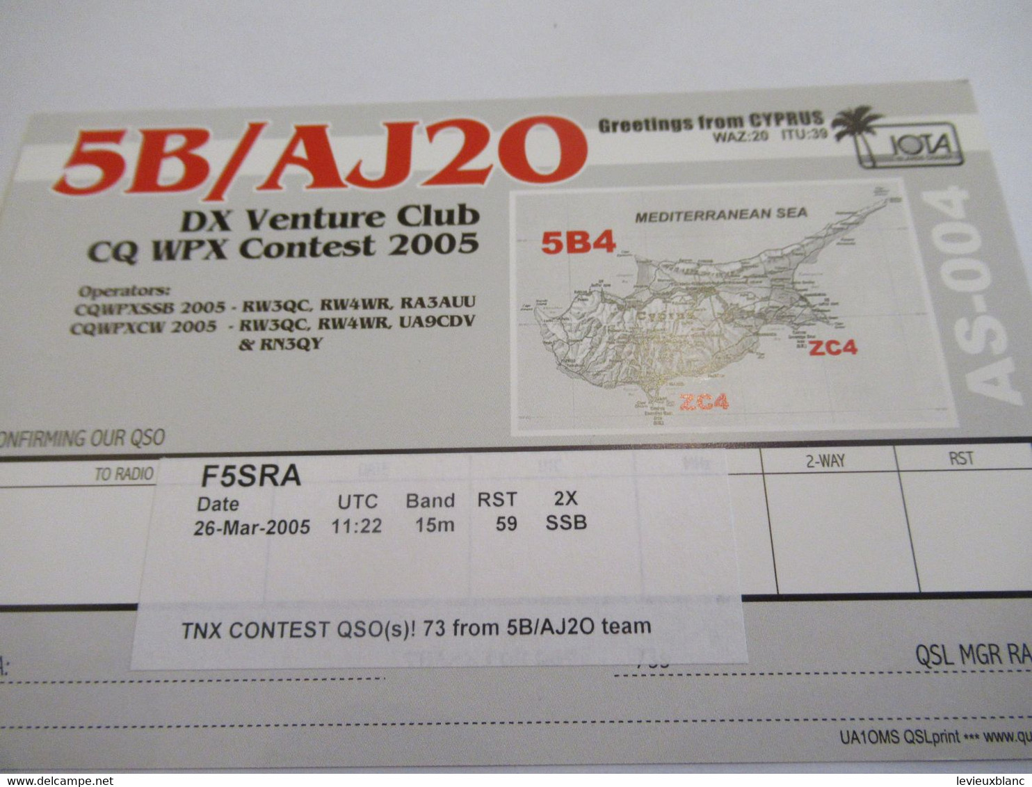 Carte  Radio Amateur Ancienne/ QSL/CHYPRE / Contest/ Greetings From Cyprus/2005  CRA39 - Zypern