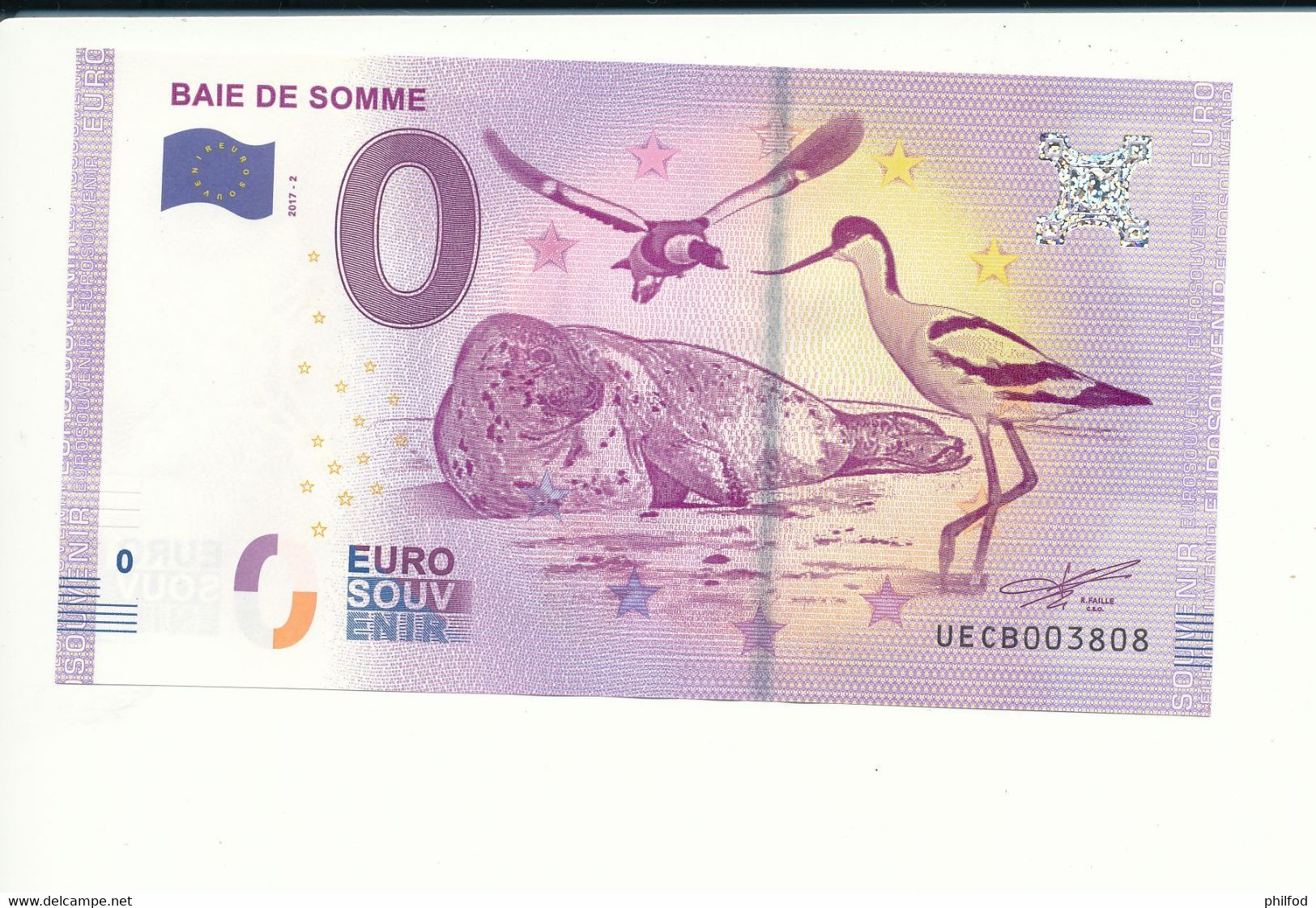 Billet Souvenir - 0 Euro - UECB - 2017-2 - BAIE DE SOMME -  N° 3808 - Billet épuisé - Kilowaar - Bankbiljetten