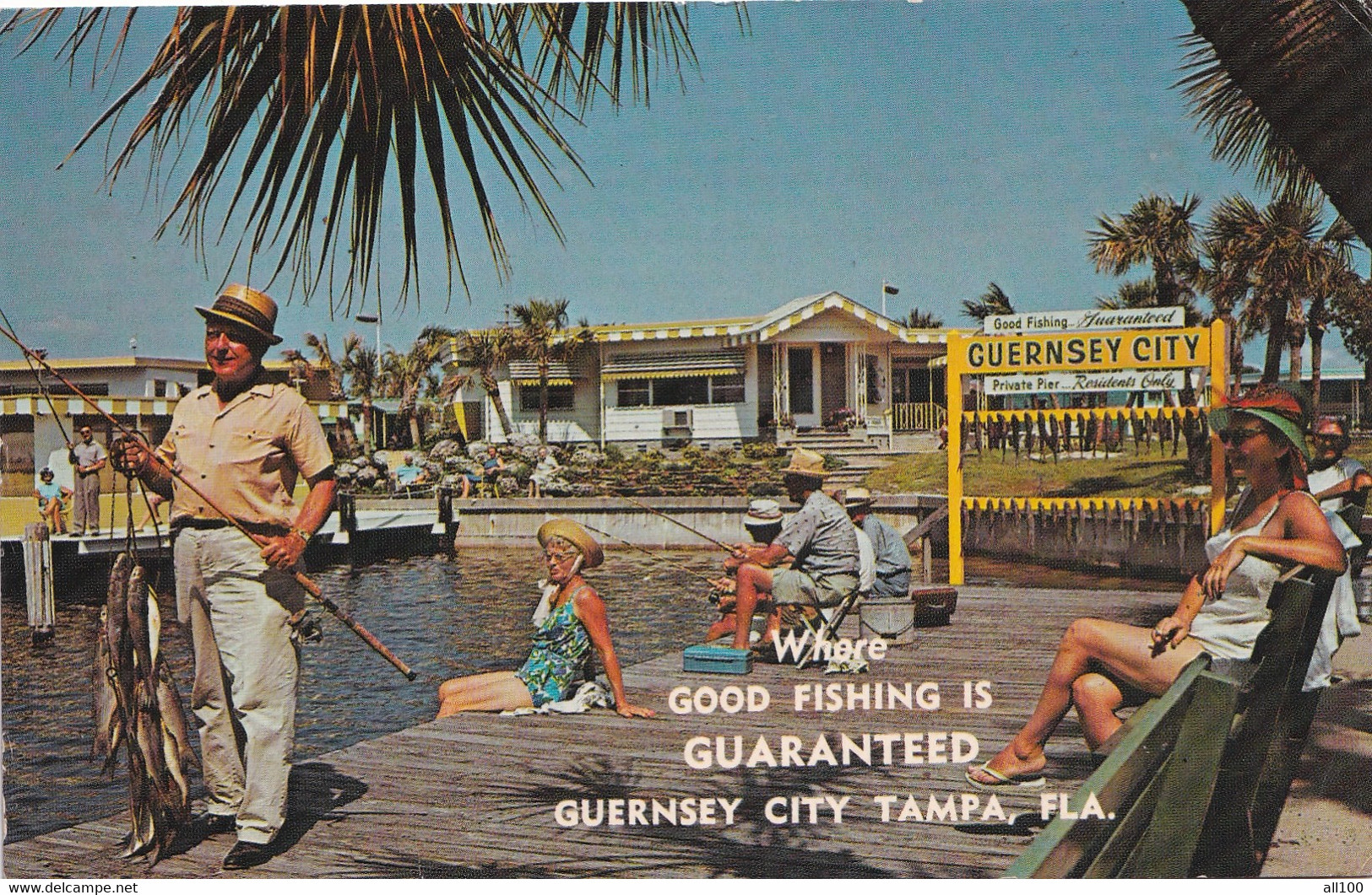 A17521 - TAMPA FLORIDA GUERNSEY CITY WHERE GOOD FISHING IS GUARANTEED POST CARD UNUSED - Tampa