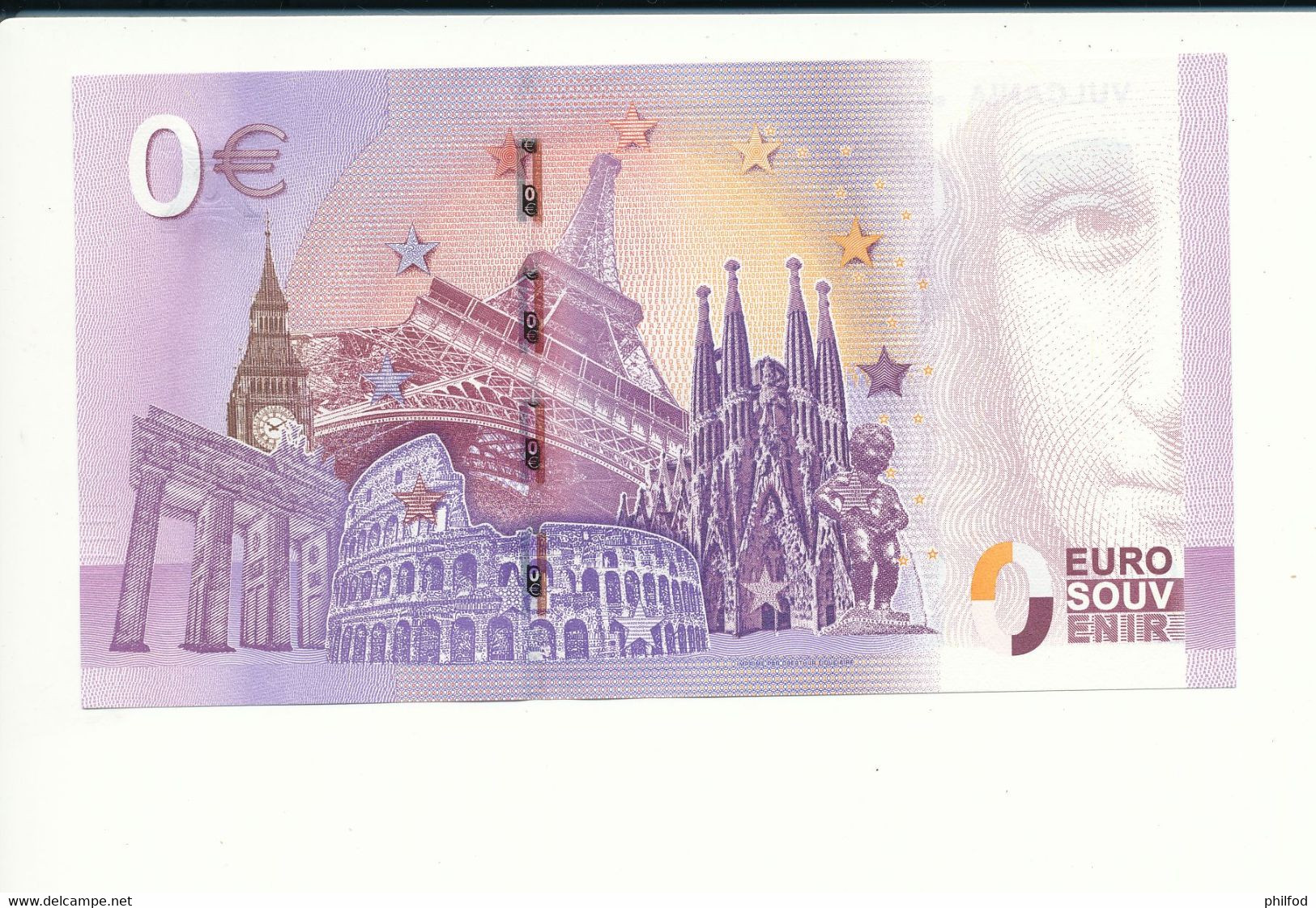 Billet Souvenir - 0 Euro - UEAF - 2017-3 - VULCANIA SUR LES TRACES DES DINOSAURES -  N° 1027 - Billet épuisé - Mezclas - Billetes