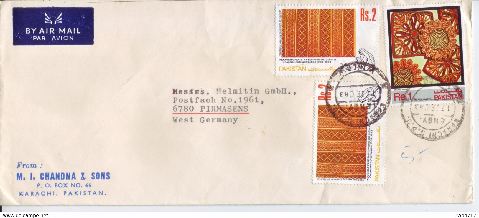PAKISTAN Luftpostbrief  Airmail Cover  Lettre  1983 To Germany - Pakistan