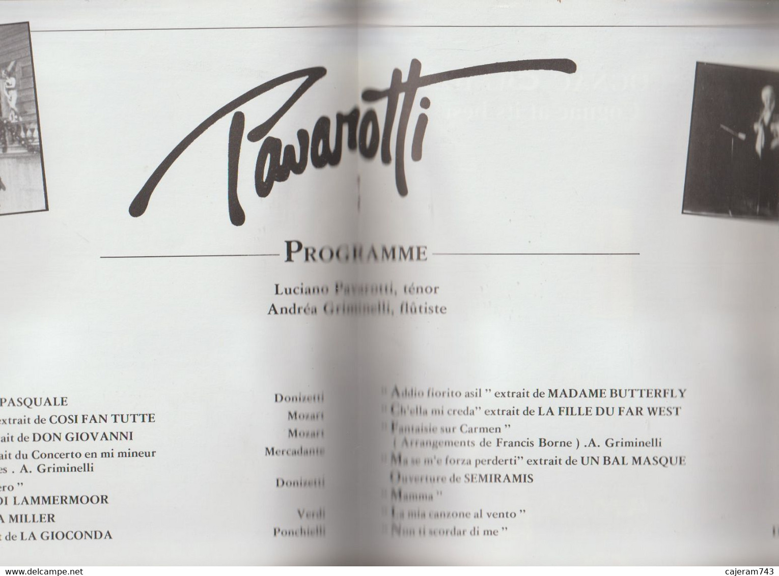 Programme : Luciano PAVAROTTI Ténor - 1989 - - Musica