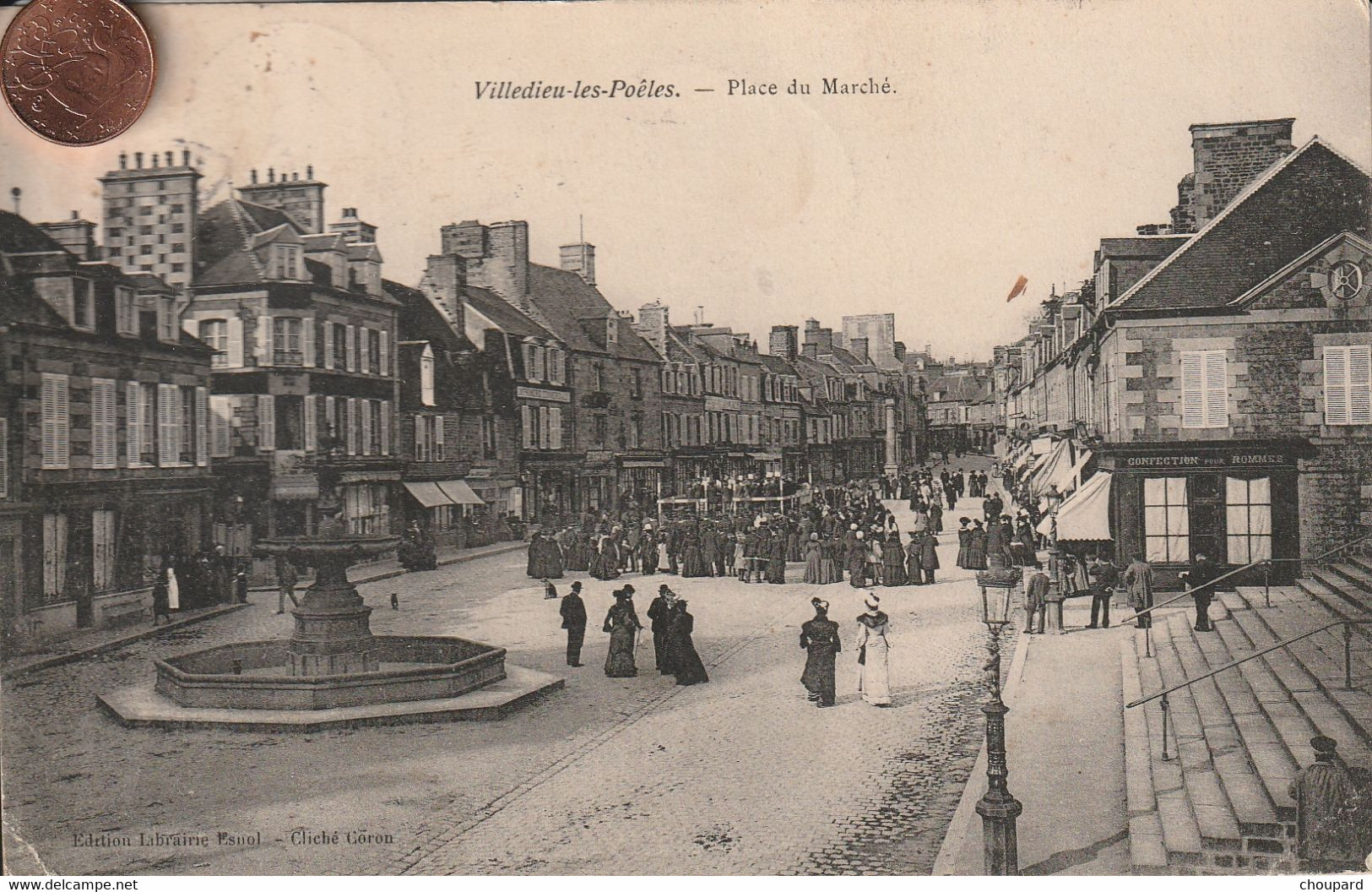 50 - Carte Postale Ancienne De  VILLEDIEU LES POELES  Place Du Marché - Villedieu