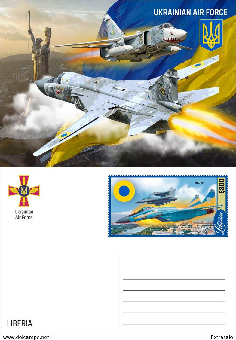 Liberia 2022 Stationery Cards MNH Ukrainian Airforce Heroes Collection Set Of 6 Cards - Liberia