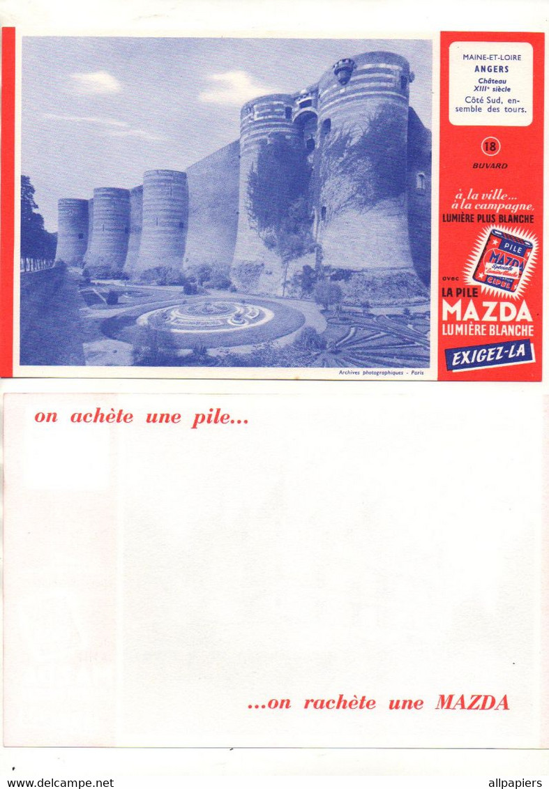 Buvard La Pile Mazda Lumière Blanche Maine-Et-Loire Château Angers - Format : 20.5x13.5 Cm - Batterien