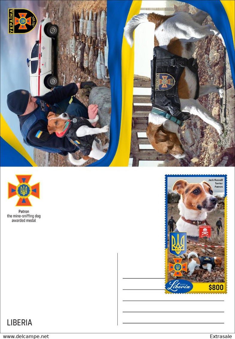 Liberia 2022 Stationery Cards MNH Dog Patron Awarded Medal By Volodymyr Zelenskyy Collection Set 6 Cards - Liberia