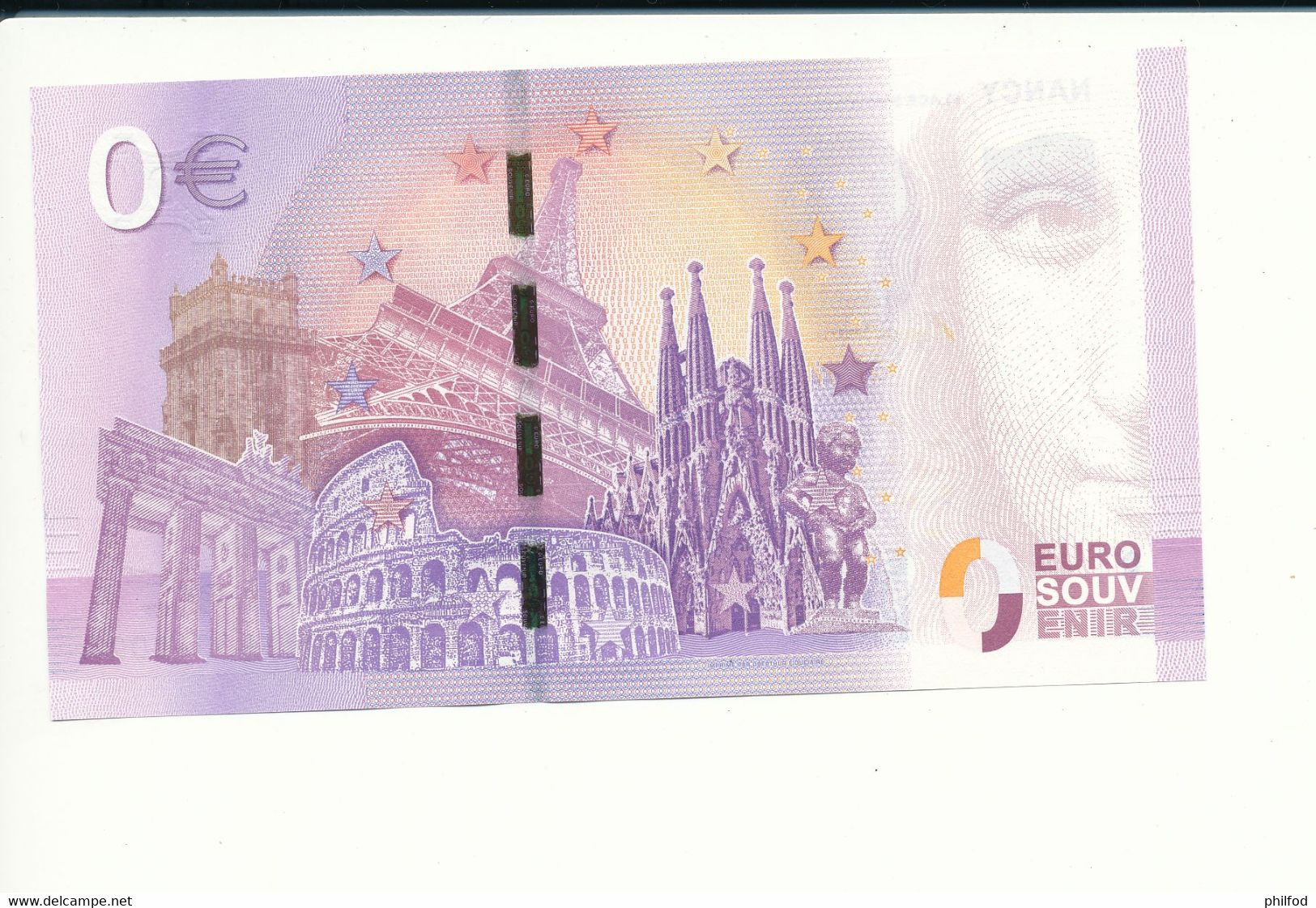 Billet Souvenir - 0 Euro - UEFA - 2017-2 - NANCY PLACE STANISLAS -  N° 2009 - Billet épuisé - Kilowaar - Bankbiljetten