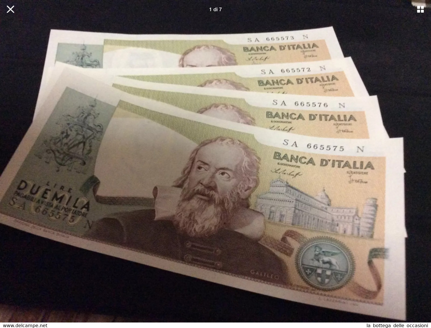 Italia Repubblica Quattro Banconote Consecutive Galileo Galilei Decreto 1973  FDS - 2000 Lire