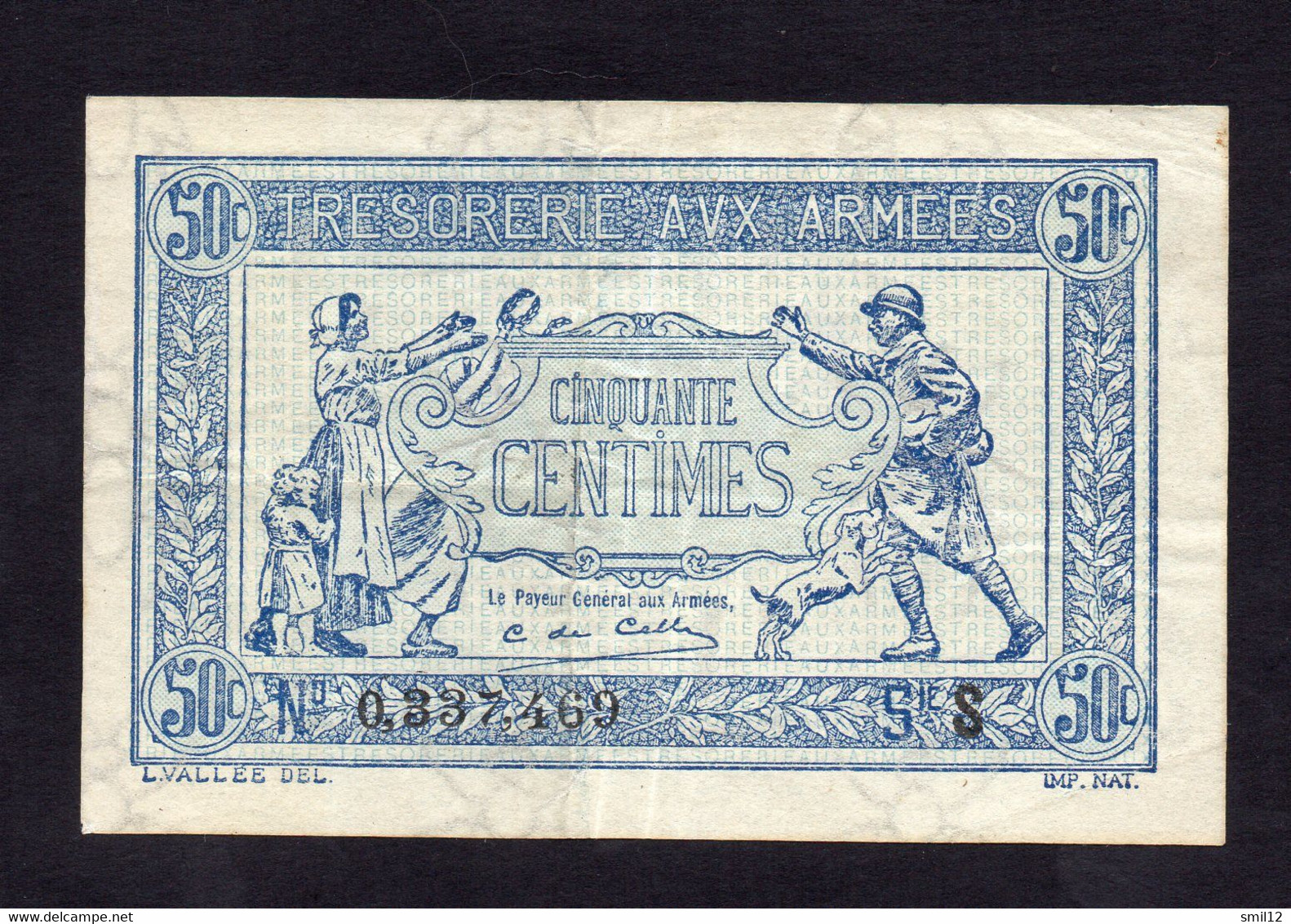 Trésorerie Aux Armées - 50 Centimes - Lettre S (2) - 1917-1919 Legerschatkist