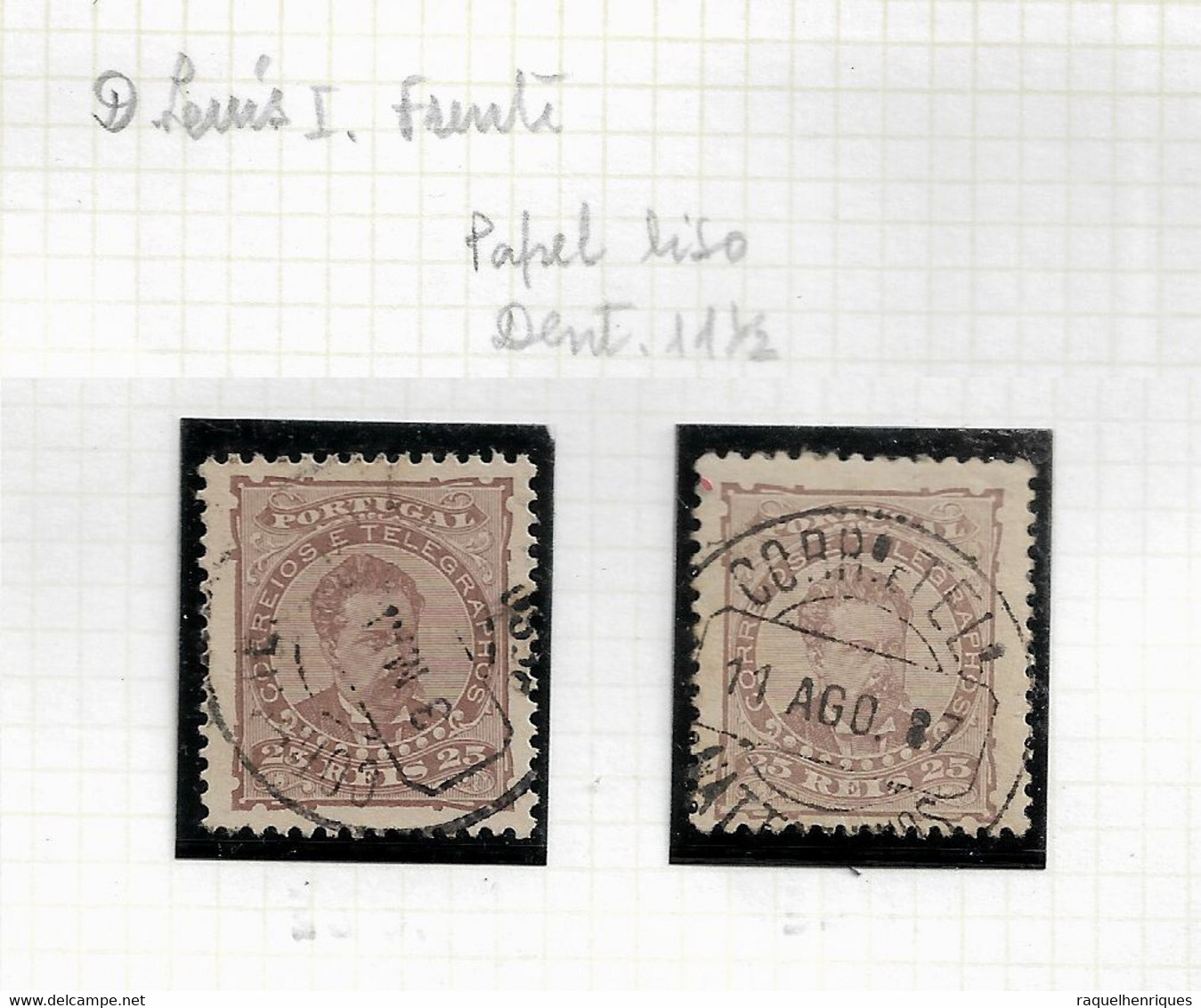 PORTUGAL STAMP - 1882-83 D.LUIS I P.LISO Perf: 11½ Md#57c Dif.tones USED (LPT1#179) - Unused Stamps