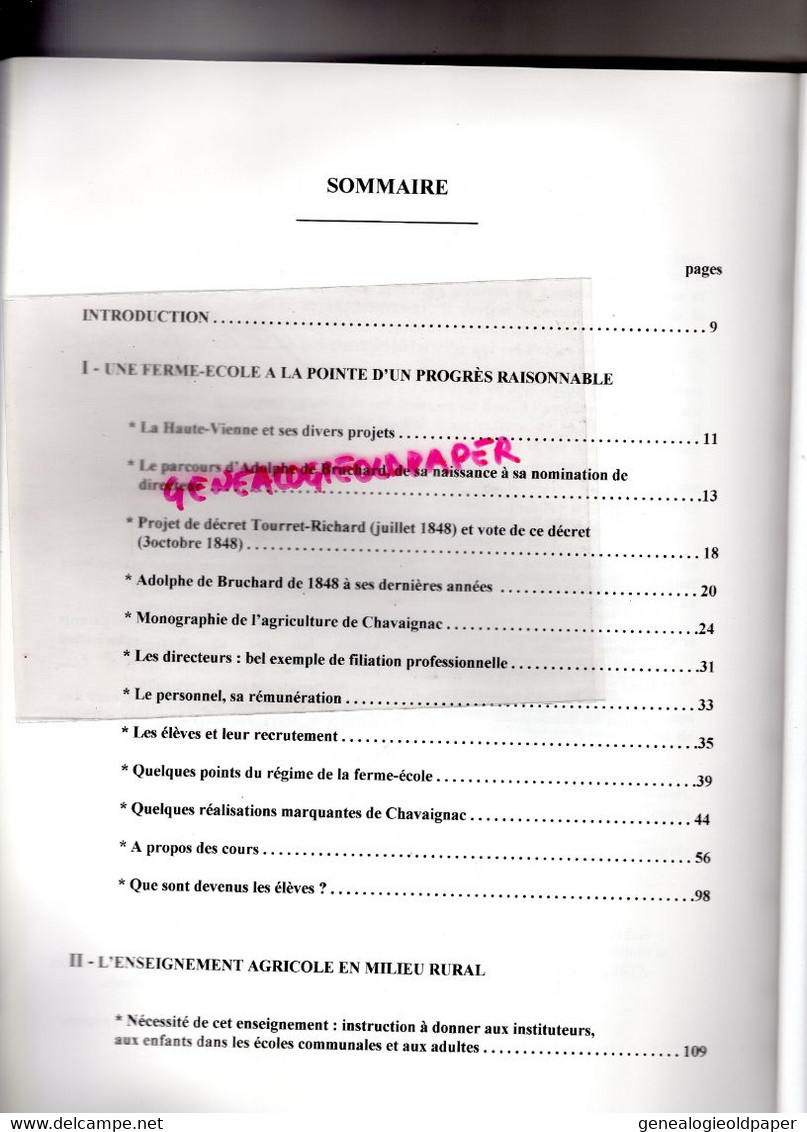 87- PEYRILHAC- NIEUL- CONORE- CHAPTELAT-FERME DE CHAVAIGNAC-CHAVAGNAC-SAINT GENCE-JOUVENT-VEYRAC- ECOLE AGRICULTURE