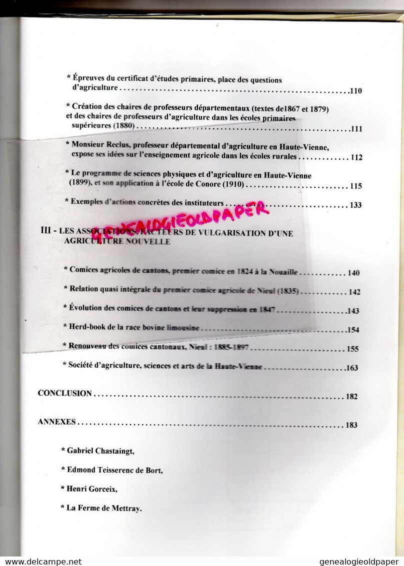 87- PEYRILHAC- NIEUL- CONORE- CHAPTELAT-FERME DE CHAVAIGNAC-CHAVAGNAC-SAINT GENCE-JOUVENT-VEYRAC- ECOLE AGRICULTURE