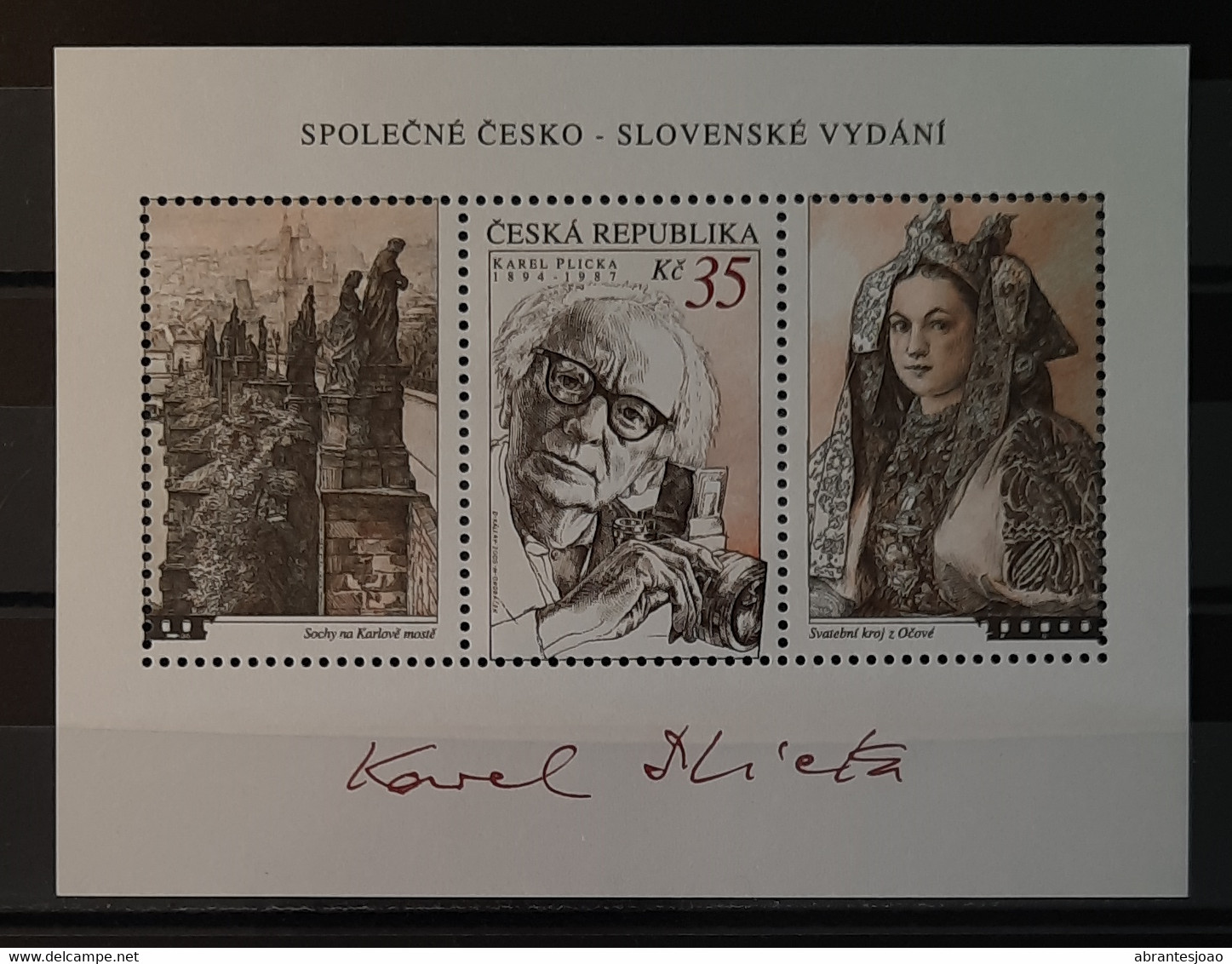 2008 - Czechia - MNH - Famous Photographer Karel Plicka - Joint With Slovakia - Souvenir Sheet Of 1 Stamp - Nuevos