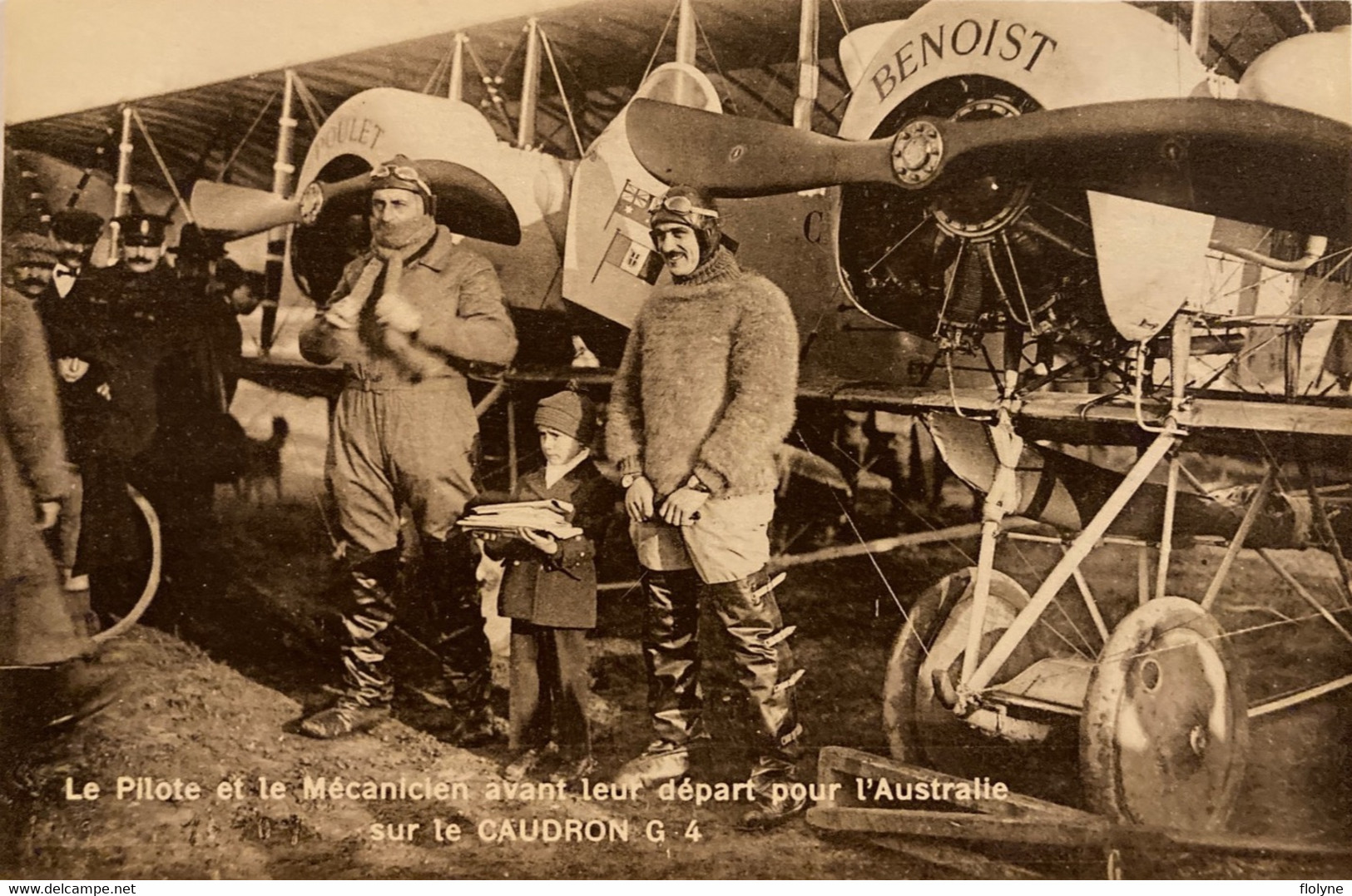 Aviation - Le Pilote Et Le Mécanicien Avant Leur Départ Pour L’australie Sur Avion CAUDRON G-4 - Plane Aéroplane - Aviateurs