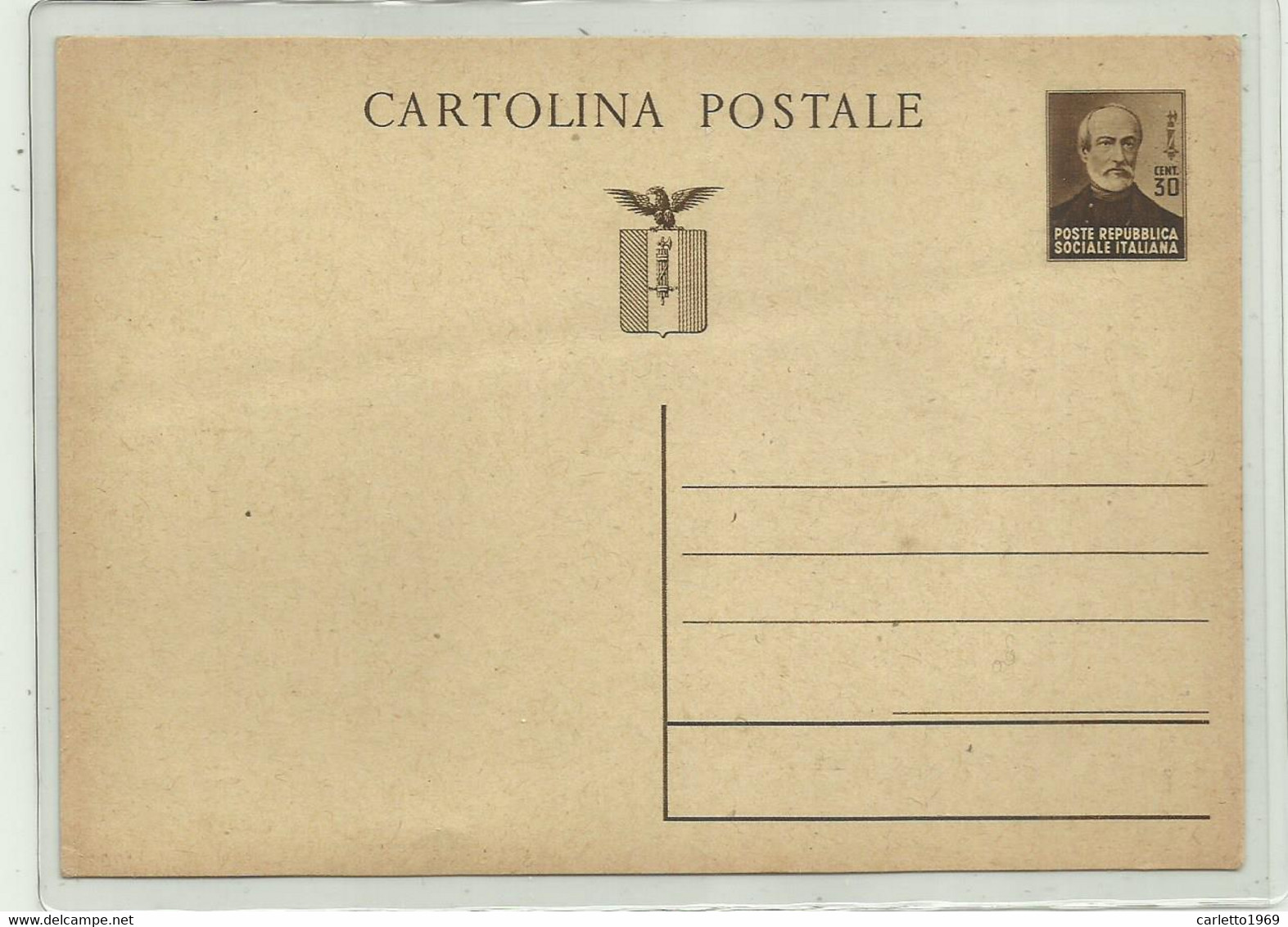 CARTOLINA POSTALE , REPUBBLICA SOCIALE CENT. 30 - Stamped Stationery