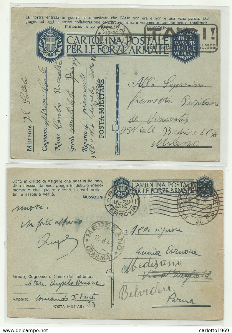 8  CARTOLINE POSTALI  PER LE FORZE ARMATE 1941/42/43 - Postwaardestukken