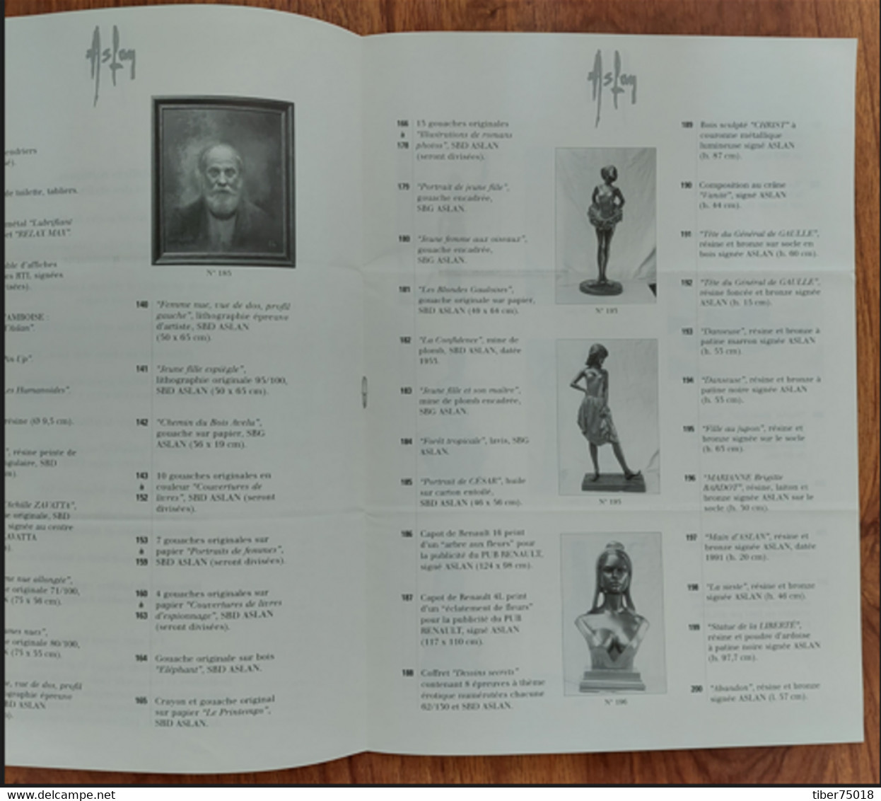 Catalogue De Vente Aux Enchères (4 Pages - 21 X 29,7) (peintures, Affiches, Sculptures) Gambais - Illustration : Aslan - Aslan