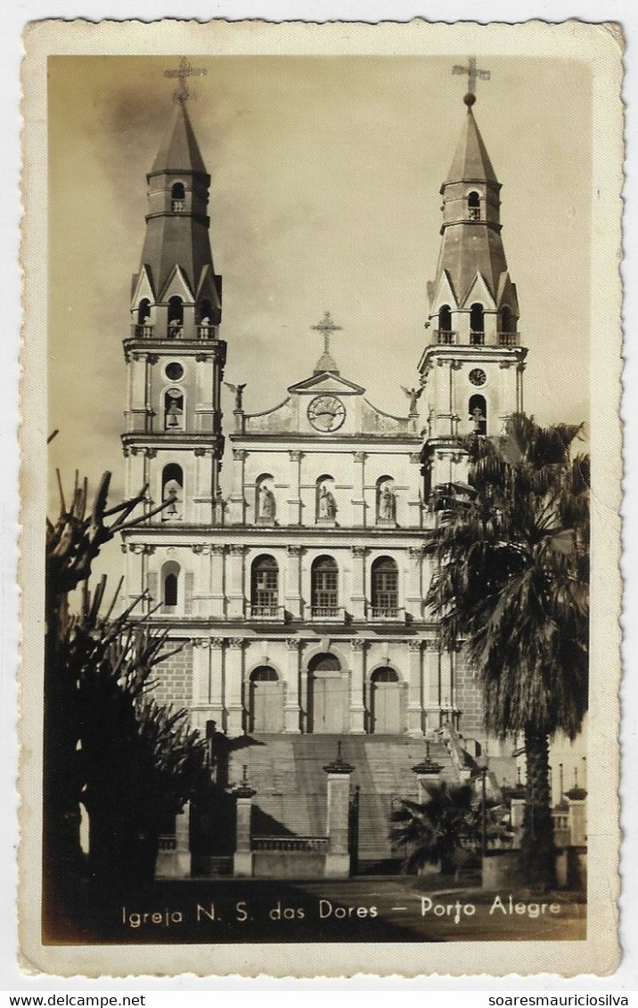 Brazil Rio Grande Do Sul 1940s Postcard Photo Our Lady Of Sorrows Church In Porto Alegre - Porto Alegre