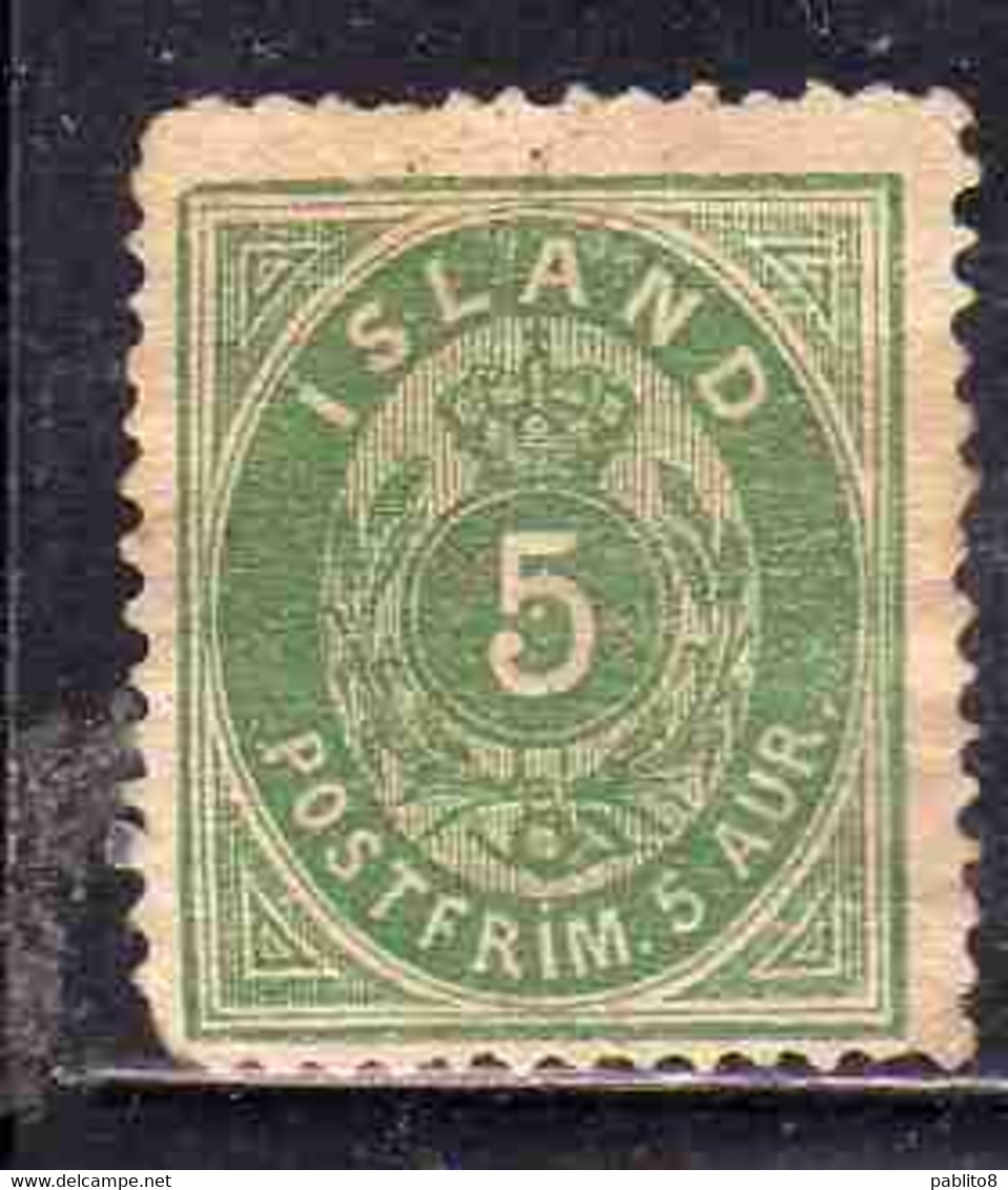 ISLANDA ICELAND ISLANDE 1892 1898 NUMERAL CIFRA AUR 5a MH - Unused Stamps