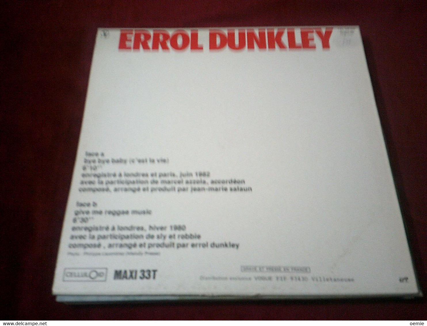 ERROL DUNKLEY   /  BYE BYE BABY   C'EST LA VIE - 45 T - Maxi-Single