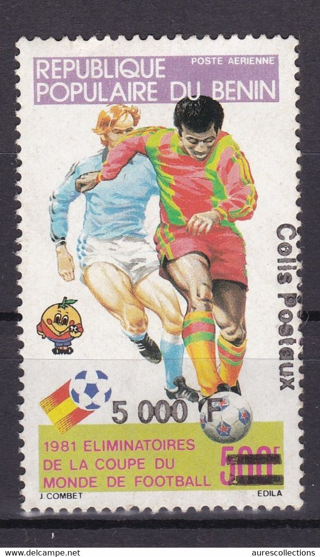 BENIN 1990 PARCEL COLIS CP 33 5000F 80€ FOOTBALL WORLD CUP 1982 - SURCHARGE OVERPRINT OVERPRINTED MLH - Bénin – Dahomey (1960-...)