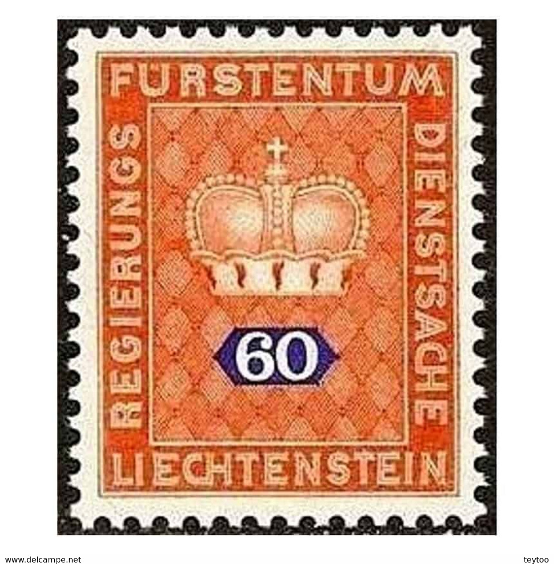 C1345/ Liechtenstein 1968. Corona, 60 C. (MNH)** - SCOTT O52 - Service