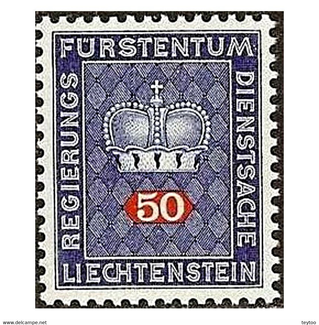 C1346/ Liechtenstein 1968. Corona, 50 C (MNH)** - SCOTT O51 - Service