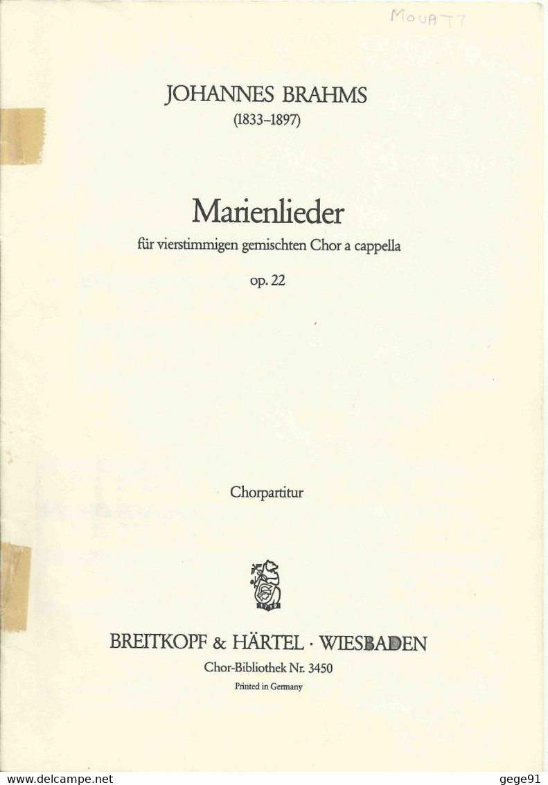 Partition _ Marienlieder - Brahms Op.22 - Chant Chorale