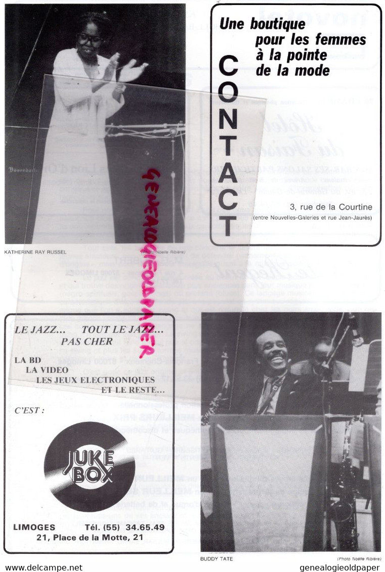 87- LIMOGES- HOT CLUB JAZZ-RARE PROGRAMME 1984-1985-OLIVER JACKSON-BARRETT SISTERS-HOMMAGE SYDNEY BECHET-JAMES BOLDEN-