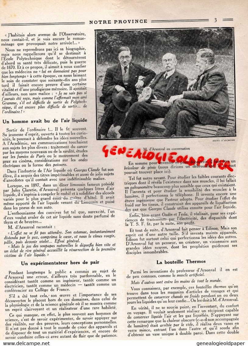 87- LIMOGES-LIMOUSIN-REVUE NOTRE PROVINCE-JANVIER 1943-D' ARSONVAL-TULLE-MEZIERES EN BRENNE CHANTIERS JEUNESSE-PLUYAUD - Limousin