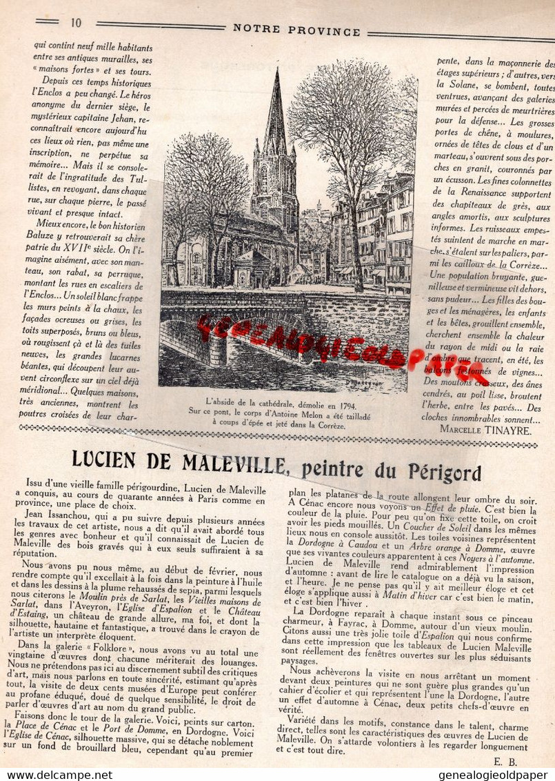 87- LIMOGES-LIMOUSIN-REVUE NOTRE PROVINCE-JANVIER 1943-D' ARSONVAL-TULLE-MEZIERES EN BRENNE CHANTIERS JEUNESSE-PLUYAUD