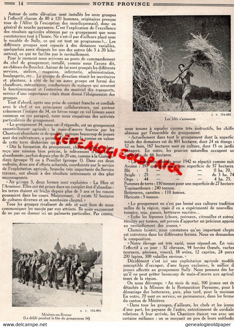87- LIMOGES-LIMOUSIN-REVUE NOTRE PROVINCE-JANVIER 1943-D' ARSONVAL-TULLE-MEZIERES EN BRENNE CHANTIERS JEUNESSE-PLUYAUD