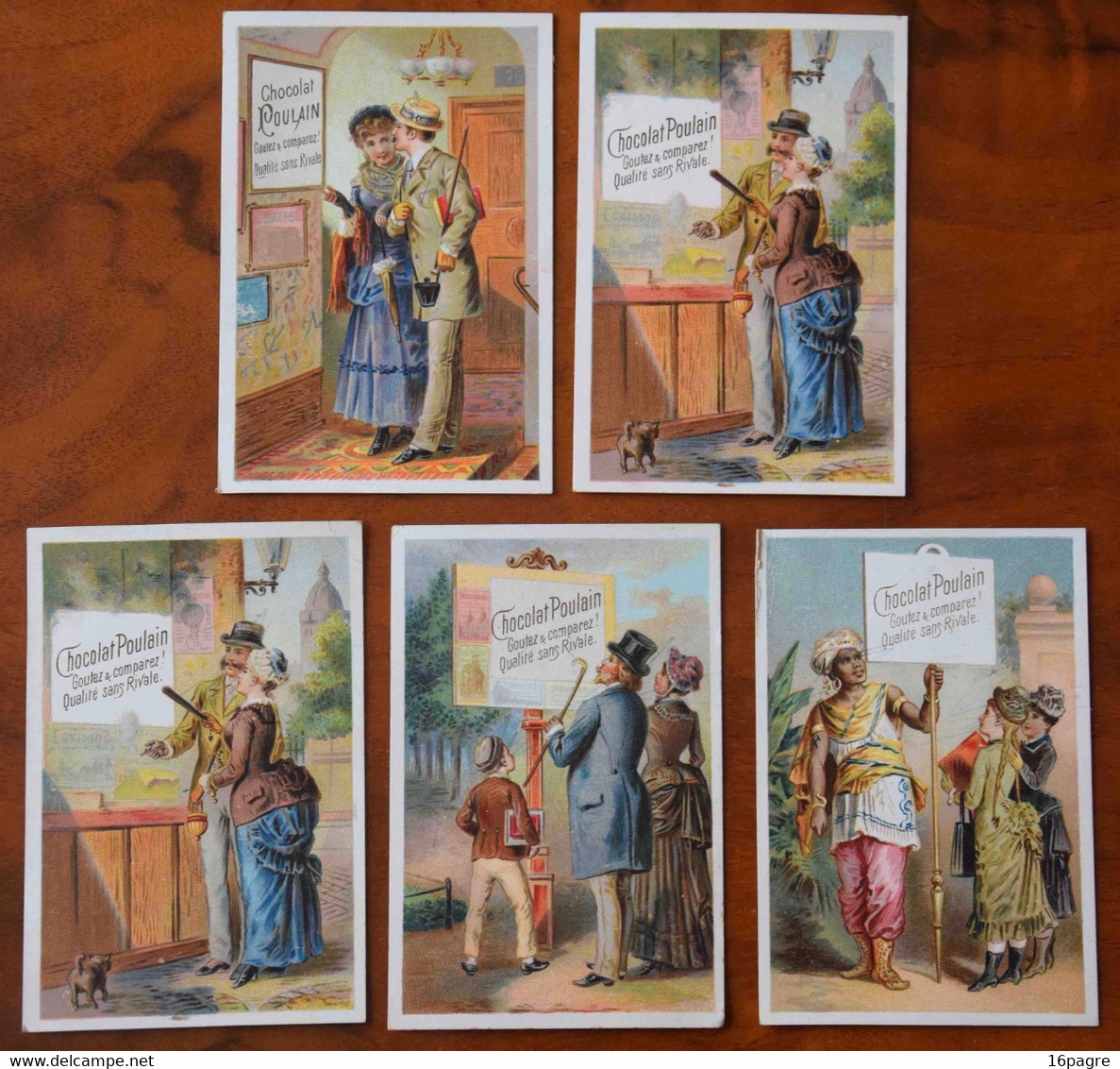 LOT 5 CHROMOS CHOCOLAT POULAIN, BLOIS, AFFICHE GOUTEZ ET COMPAREZ - Poulain