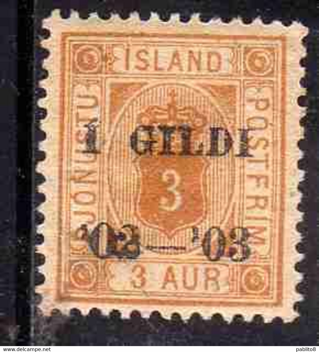 ISLANDA ICELAND ISLANDE 1902 1903 NUMERAL STAMPS OF 1882 - 1901 OVERPRINTED 1 GILDI SCOTT 49 3a MNH - Neufs