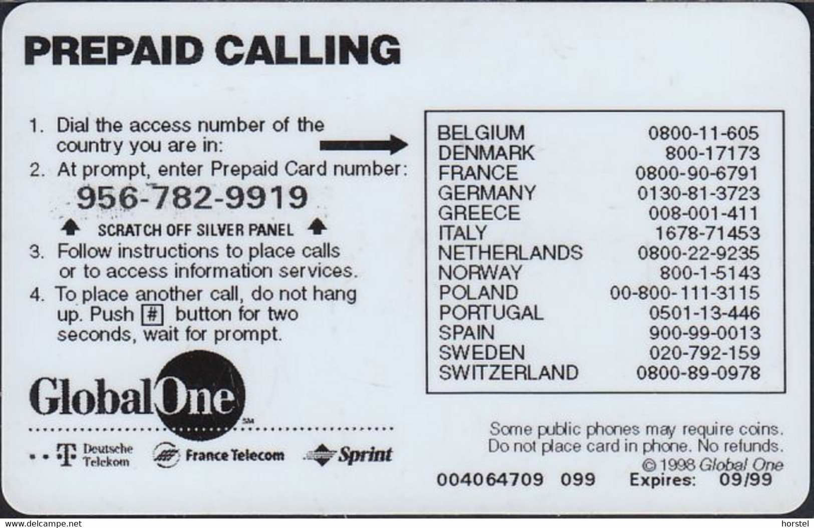 USA - Global One - Prepaid Card - Deutsche Telekom - France Telecom - Sprint  - 50 Units - AT&T