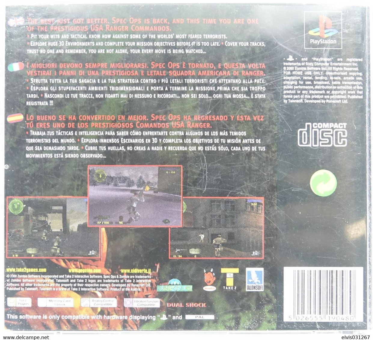 SONY PLAYSTATION ONE PS1 : SPEC OPS RANGER ELITE - Playstation