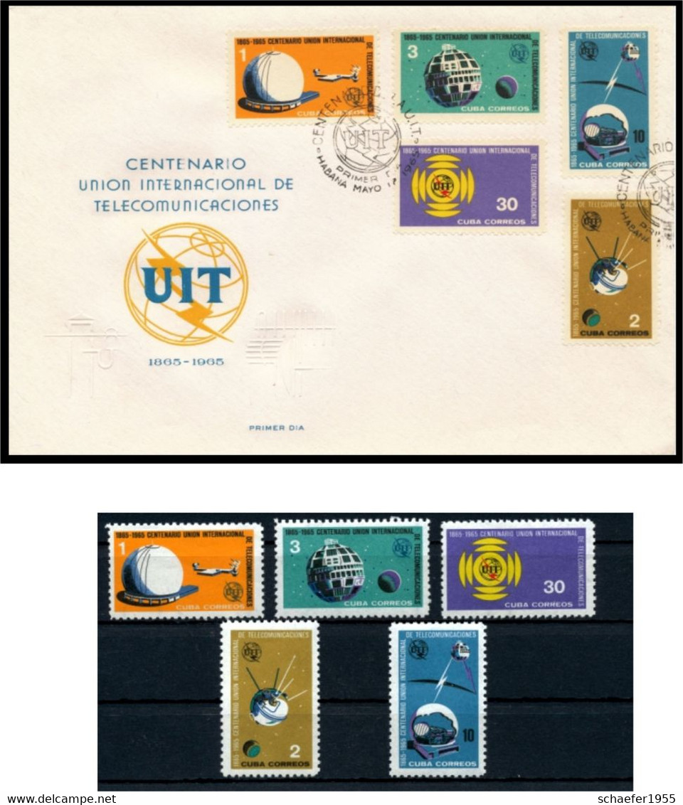 Cuba, Kuba 1965 FDC + Stamps UIT - North  America
