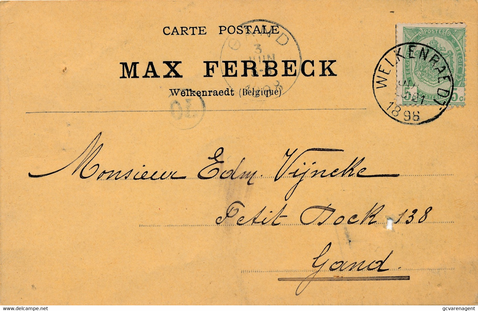 WELKENRAEDT BEDRIJFSKAART 1896 - MAX FERBECK       2 SCANS - Welkenraedt