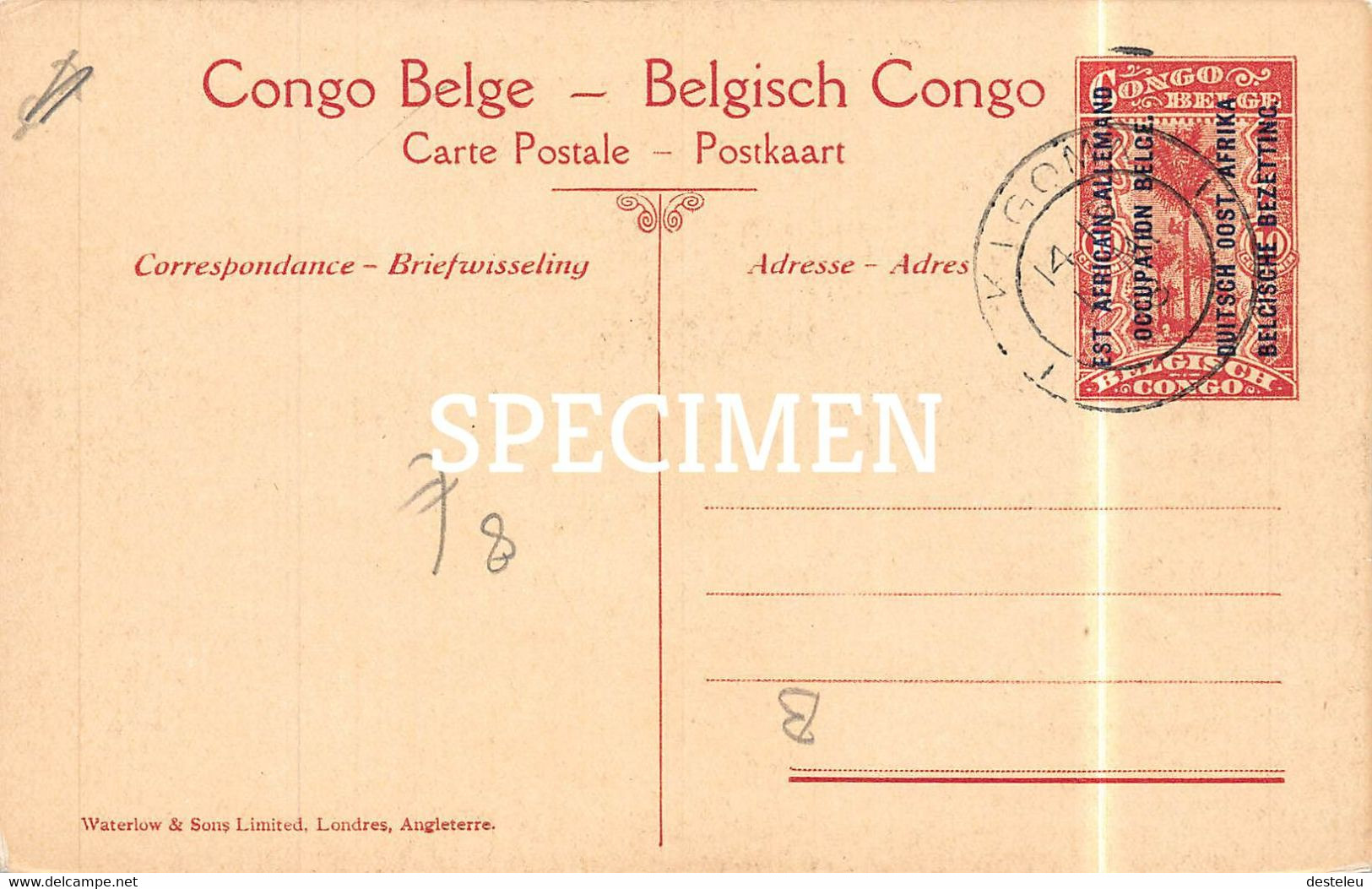 Est Africain Allemand - Un Camp Dans Le Ruanda - Congo Belge -  10 Centimes Stamp - Ruanda-Urundi