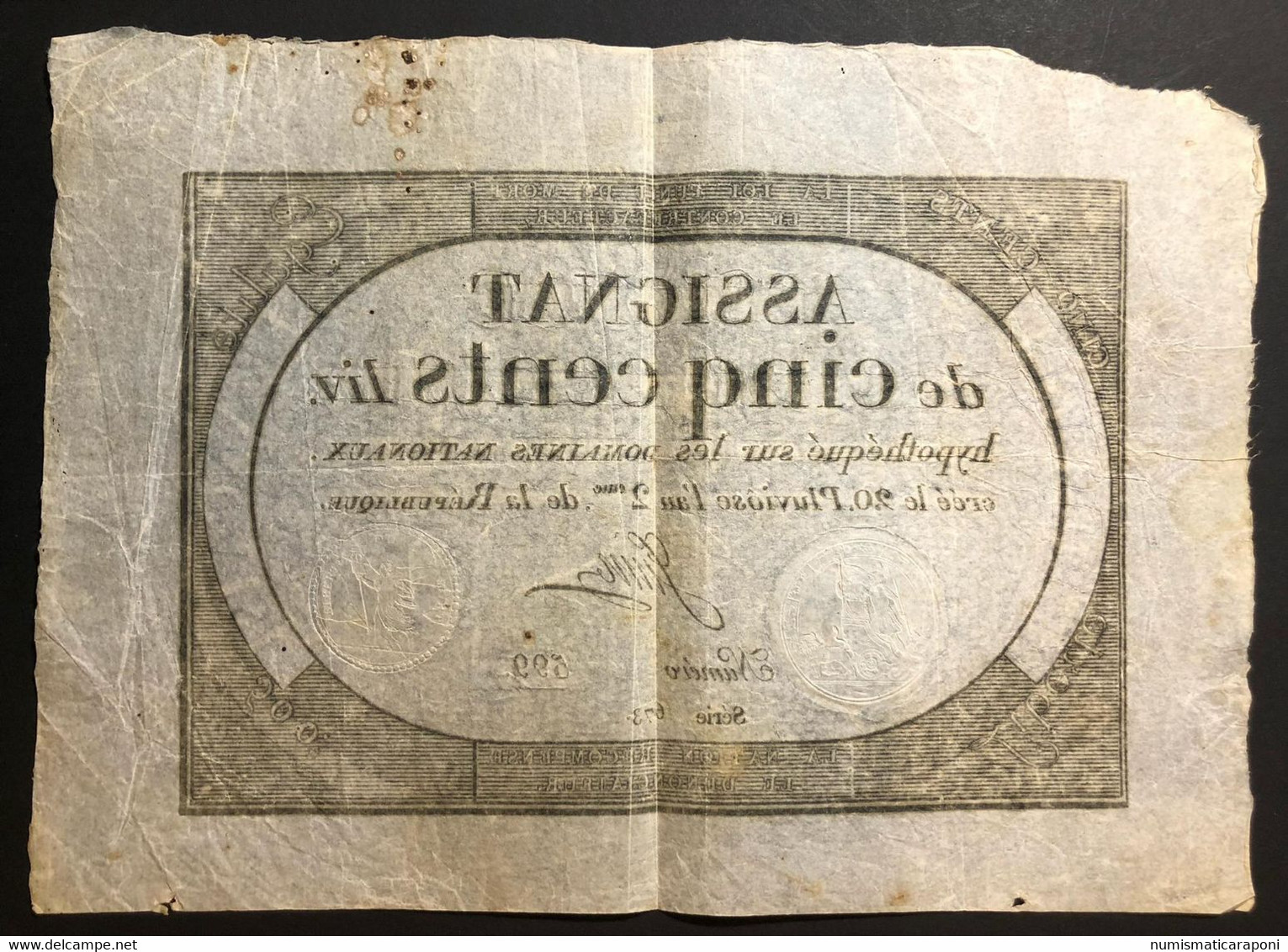 Francia France Assignat De 500 Livres L'an 2°serie 673 N°599 Lotto.3496 - ...-1889 Tijdens De XIXde In Omloop