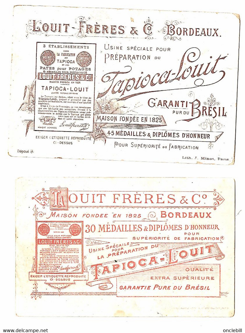 Bordeaux Gironde Publicité Chocolat Louit 2 Chromos Et  1découpi 1900 état Très Bon - Flowers