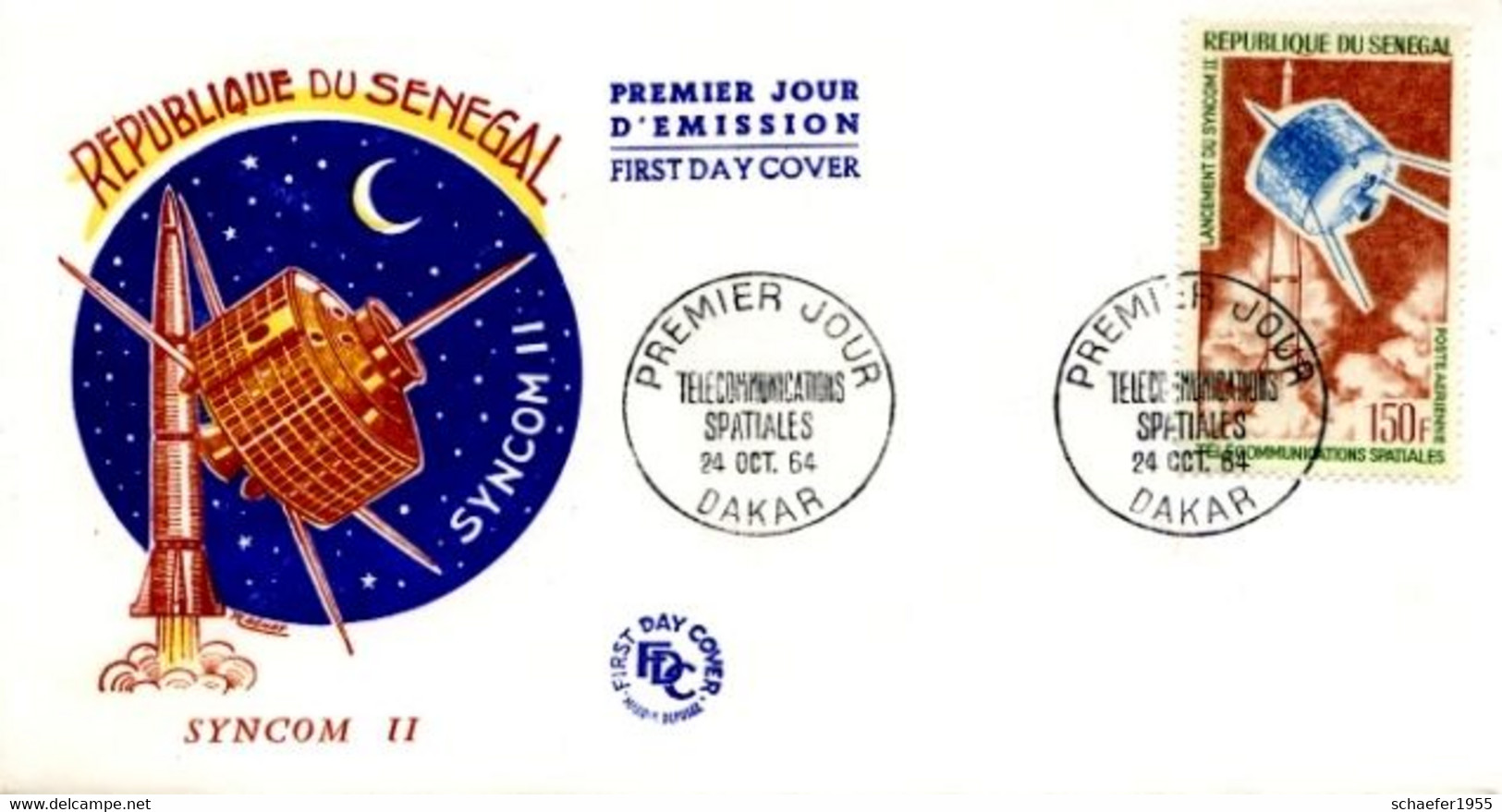 Senegal 1964 FDC + Stamp Telecommunication Syncom II - Afrika